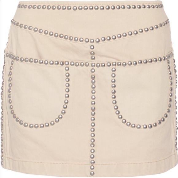 NWT COACH STUDDED LIGHT DENIM MINI SKIRT SIZE 12 - Picture 7 of 11